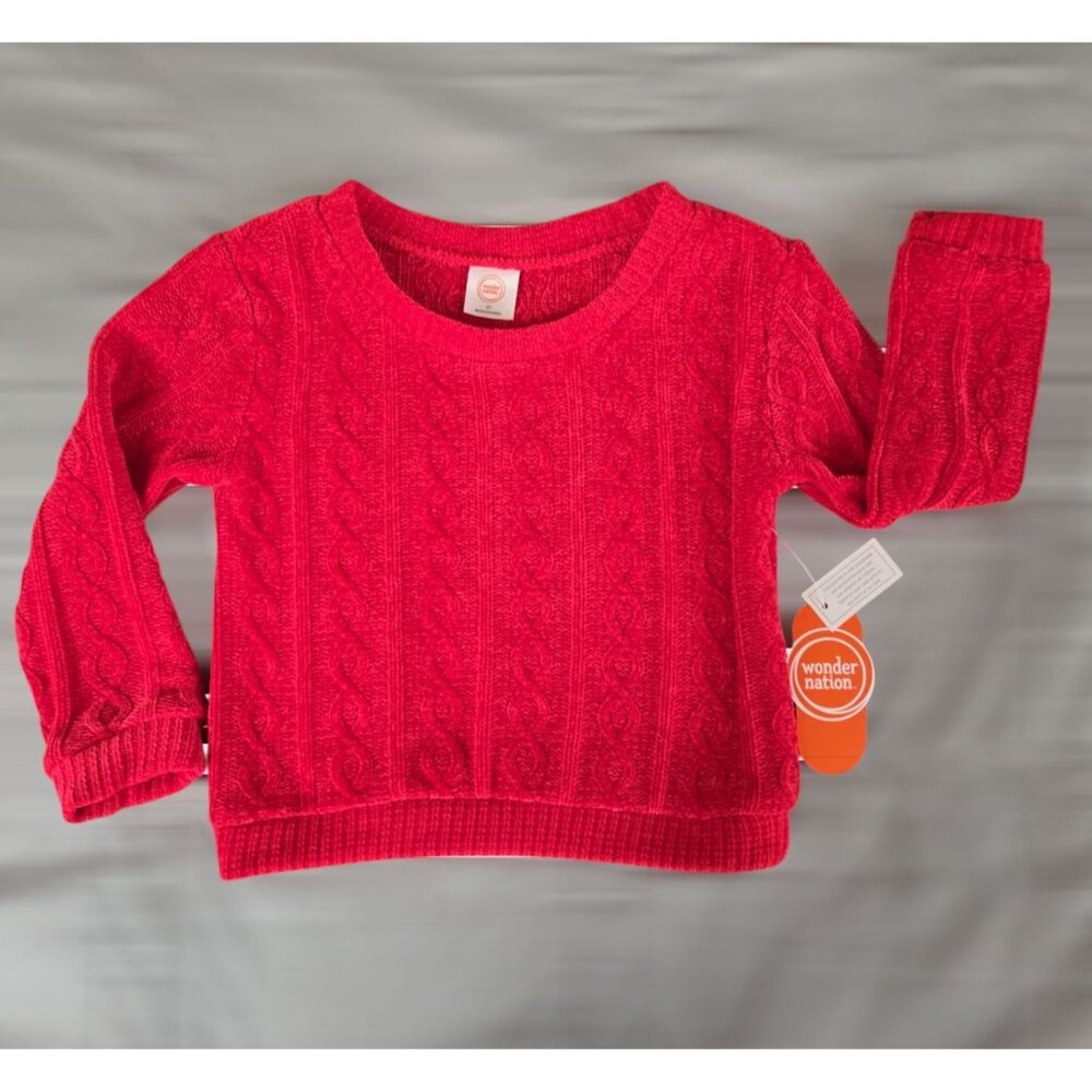 Wonder Nation Red Girls Chenille Knit Sweater Size 3T- NWT